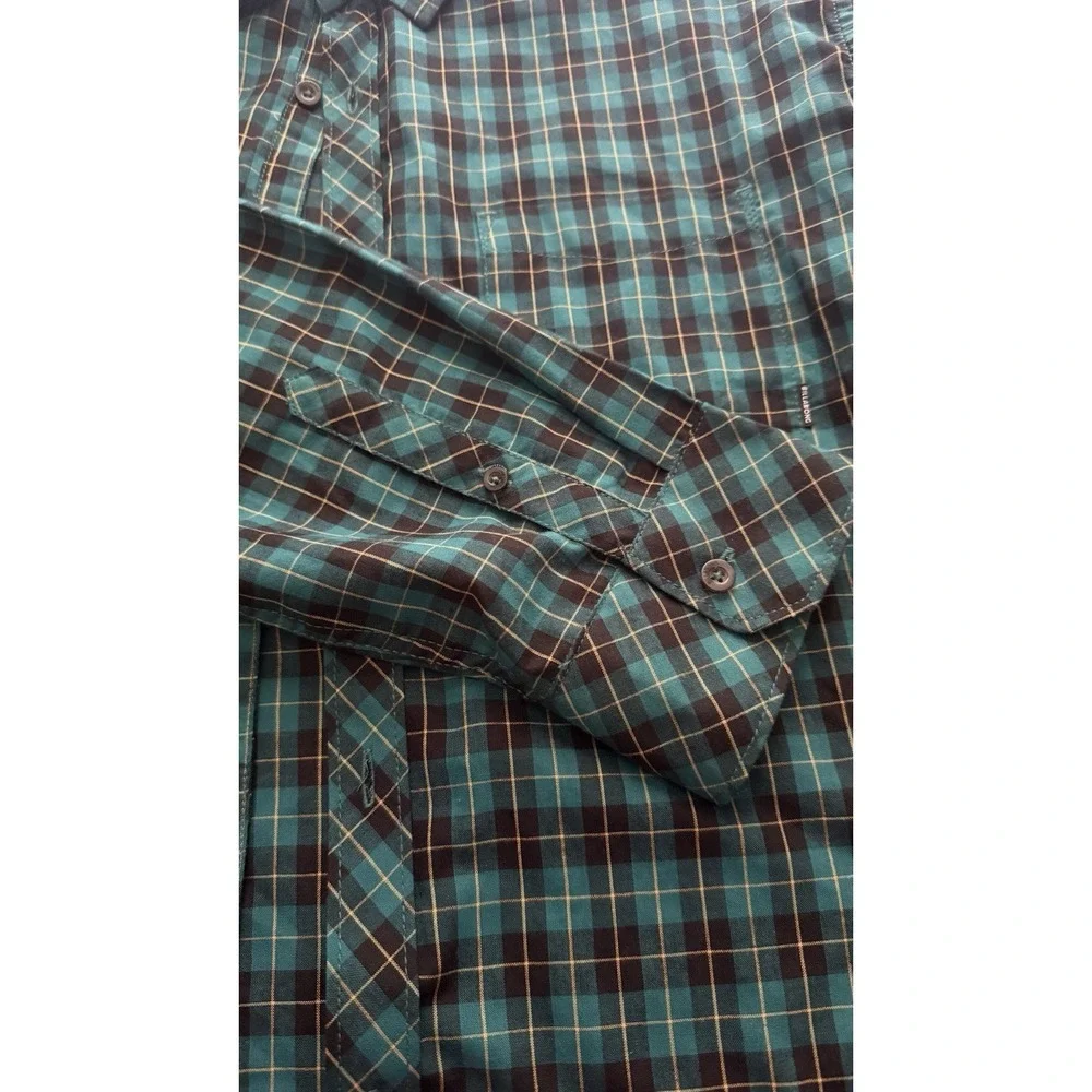 Men's Long Sleeve Plaid‎ Shirt NWT brand Is BILLABONG SZ XXL Green And Black